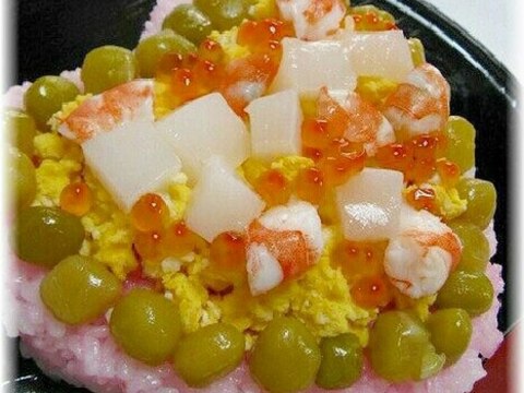 おうちバレンタイン・ハート形海鮮ちらし寿司♪